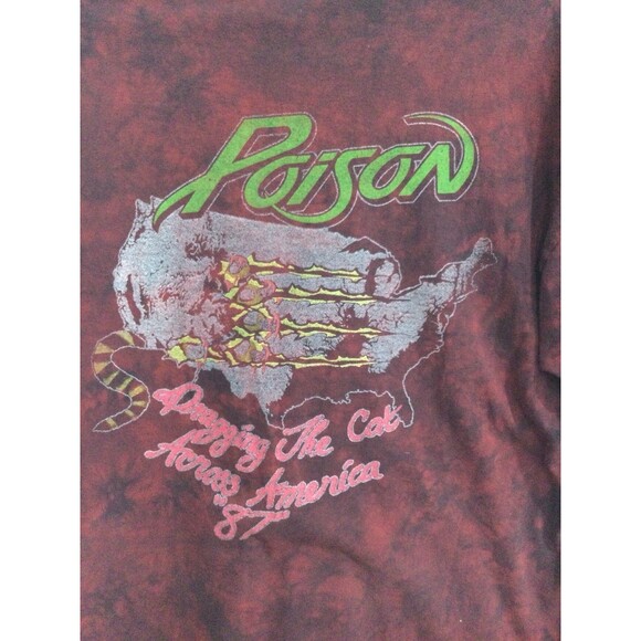 Poison T-Shirt Men’s Size L Red Retro Dragging the Cat Across America 1987 Tour - Picture 4 of 8
